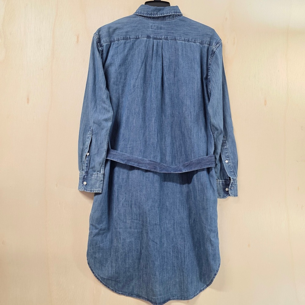 Polo Ralph Lauren Denim Shirt Dress Blue Belted Long Sleeve Midi Size 4 - Picture 11 of 14
